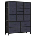 48 H Tall Dresser with 15 Drawers, Fabric Storage Dresser with Metal Frame, Wood Top, Storage Cabinet for Bedroom, Closet, Hallway