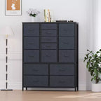 48 Zoll hoher Kleiderschrank mit 15 Schubladen, Stoffkommode mit Metallrahmen, Holzplatte, Aufbewahrungsschrank für Schlafzimmer, Schrank, Flur