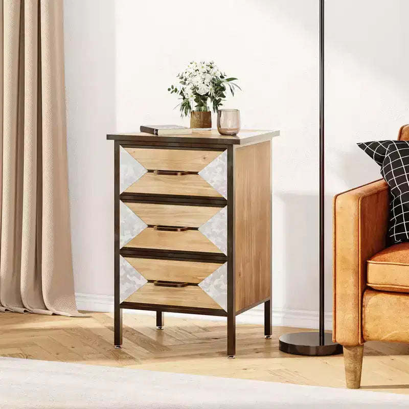 Wooden Floor Entryway Storage Cabinet, 3-Drawer Freestanding Console Table Organizer for Living Room Bedroom Hallway Office Bathroom Kitchen