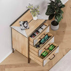 Holzboden-Eingangsschränke, Kommode mit 3 Schubladen, freistehender Konsolentisch-Organizer für Wohnzimmer, Schlafzimmer, Flur, Büro, Badezimmer, Küche