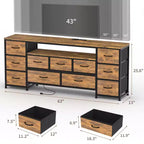 Kommode mit 11 Schubladen, TV-Ständer für 70-Zoll-Fernseher, Unterhaltungszentrum mit Stauraum, Schubladenkommode mit offenen Regalen für Wohnzimmer, Schlafzimmer