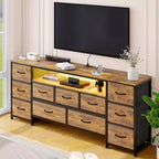 Kommode mit 11 Schubladen, TV-Ständer für 70-Zoll-Fernseher, Unterhaltungszentrum mit Stauraum, Schubladenkommode mit offenen Regalen für Wohnzimmer, Schlafzimmer