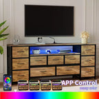 Kommode mit 11 Schubladen, TV-Ständer für 70-Zoll-Fernseher, Unterhaltungszentrum mit Stauraum, Schubladenkommode mit offenen Regalen für Wohnzimmer, Schlafzimmer
