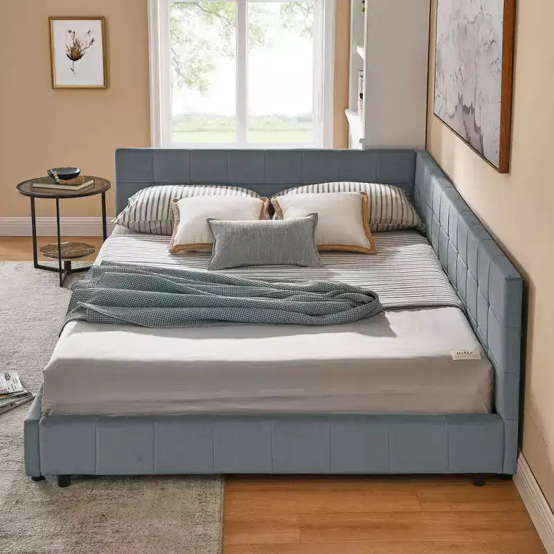 Bellemave Queen Polster-Tagesbett mit bequemer Rückenlehne und Armlehnen, gepolstertes Tagesbettgestell für Schlafzimmer und Wohnzimmer, Samt