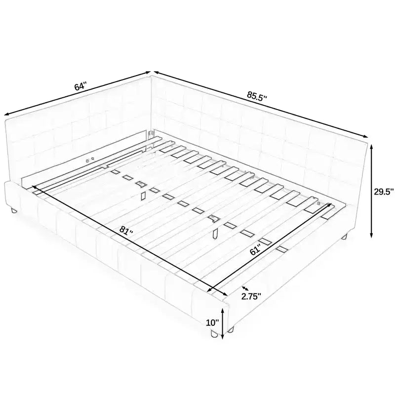 Bellemave Queen Polster-Tagesbett mit bequemer Rückenlehne und Armlehnen, gepolstertes Tagesbettgestell für Schlafzimmer und Wohnzimmer, Samt