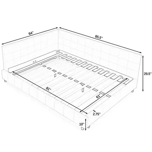 Bellemave Queen Polster-Tagesbett mit bequemer Rückenlehne und Armlehnen, gepolstertes Tagesbettgestell für Schlafzimmer und Wohnzimmer, Samt