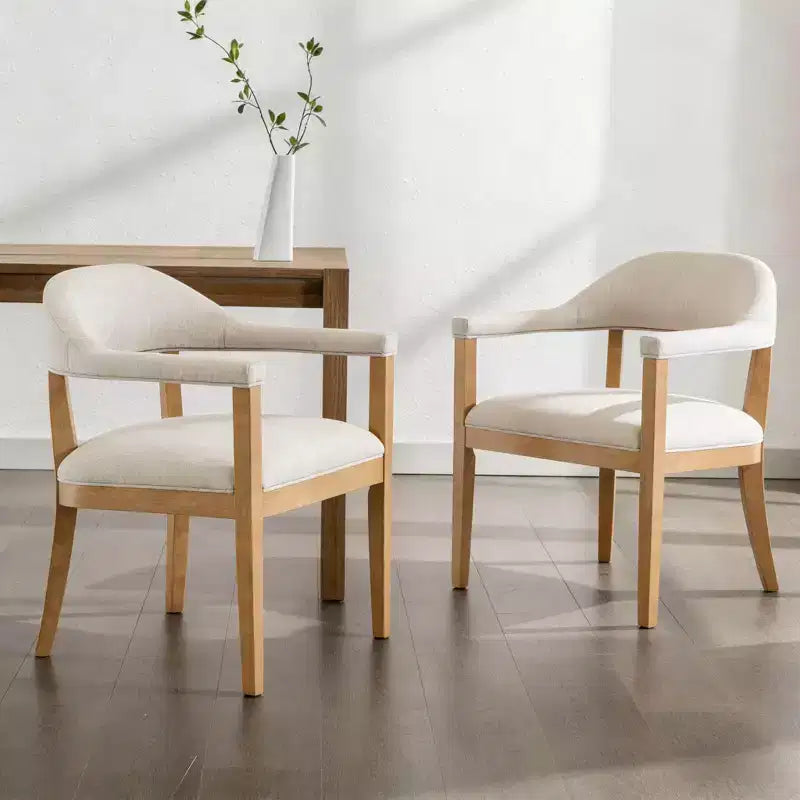 Christopher Knight Home Hoseok Modern Rubberwood Upholstered Dining Chairs with Armrests (Set of 2)