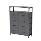 MAYEERTY 116,5 cm großer Stoffschrank mit 8 Schubladen, hoher Aufbewahrungsschrank mit offenem Regal für Schlafzimmer und Garderobe