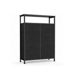 MAYEERTY 116,5 cm großer Stoffschrank mit 8 Schubladen, hoher Aufbewahrungsschrank mit offenem Regal für Schlafzimmer und Garderobe