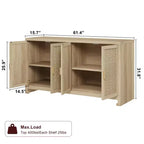 GustoWave Rattan-Akzentschrank mit 4 Türen und Regal – Moderner Konsolen-Kaffeebar-Schrank für Esszimmer, Küche, Wohnzimmer