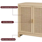 GustoWave Rattan-Akzentschrank mit 4 Türen und Regal – Moderner Konsolen-Kaffeebar-Schrank für Esszimmer, Küche, Wohnzimmer