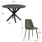 5-teiliges Esszimmer-Set für 4 Personen Runder Esstisch mit gekreuzten Metallbeinen und gepolsterten Stühlen in Eichenholzmaserung für Küche und Esszimmer - Panipeachy