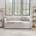GDFStudio Scarlett Upholstered Daybed with Trundle, Vertical Stripe Backrest Sofa Bed