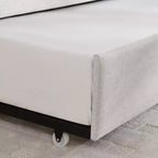 GDFStudio Scarlett Polsterliege mit Ausziehbett, Schlafsofa mit vertikal gestreifter Rückenlehne