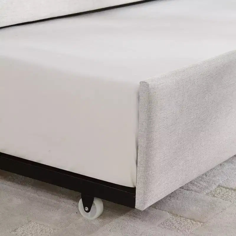 GDFStudio Scarlett Polsterliege mit Ausziehbett, Schlafsofa mit vertikal gestreifter Rückenlehne