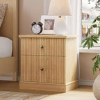 Nachttisch mit gerillter Schublade, Nachttisch im Mid-Century Modern Stil mit geschwungenem Fuß, platzsparende Aufbewahrung für Schlafzimmer & Wohnzimmer