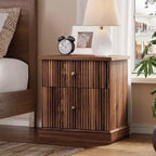 Nachttisch mit gerillter Schublade, Nachttisch im Mid-Century Modern Stil mit geschwungenem Fuß, platzsparende Aufbewahrung für Schlafzimmer & Wohnzimmer