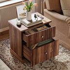 Nachttisch mit gerillter Schublade, Nachttisch im Mid-Century Modern Stil mit geschwungenem Fuß, platzsparende Aufbewahrung für Schlafzimmer & Wohnzimmer