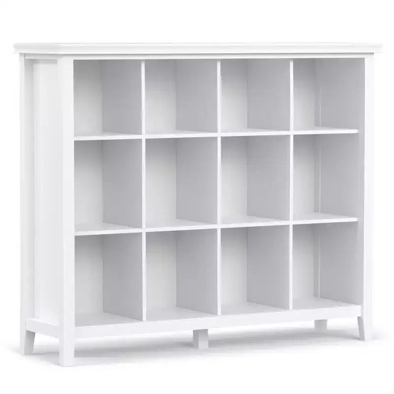 Stratford SOLID WOOD 48 inch x 57 inch Transitional 12 Cube Storage in White