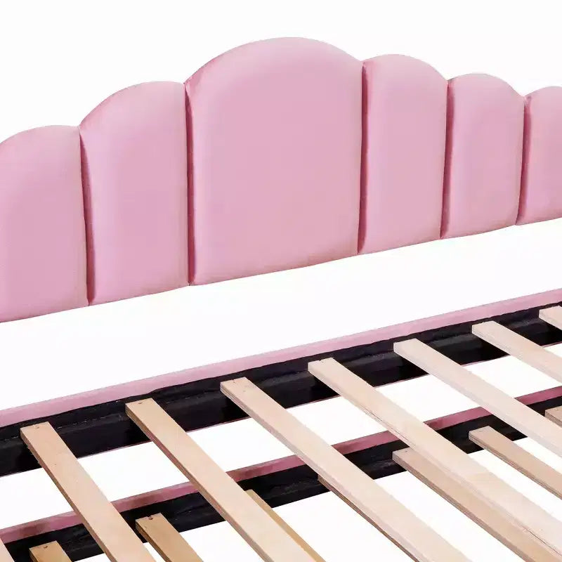 Gepolstertes Einzelbett-Schlafsofa mit Ausziehbett und USB-Ladestation, Samt-Tagesbett für Schlafzimmer, Pink