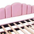 Gepolstertes Einzelbett-Schlafsofa mit Ausziehbett und USB-Ladestation, Samt-Tagesbett für Schlafzimmer, Pink
