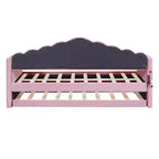 Gepolstertes Einzelbett-Schlafsofa mit Ausziehbett und USB-Ladestation, Samt-Tagesbett für Schlafzimmer, Pink