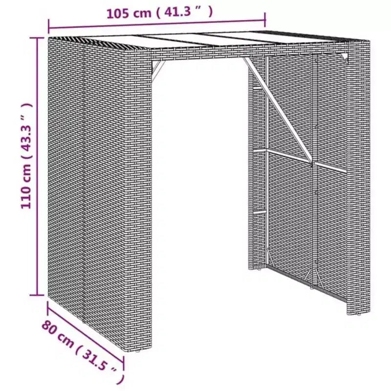 vidaXL Outdoor-Bartisch-Set aus Polyrattan