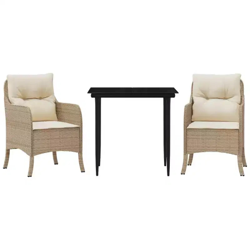 vidaXL 7 Piece Patio Dining Set with Cushions Beige Poly Rattan