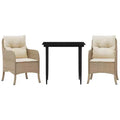 vidaXL 7 Piece Patio Dining Set with Cushions Beige Poly Rattan