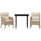 vidaXL 7 Piece Patio Dining Set with Cushions Beige Poly Rattan