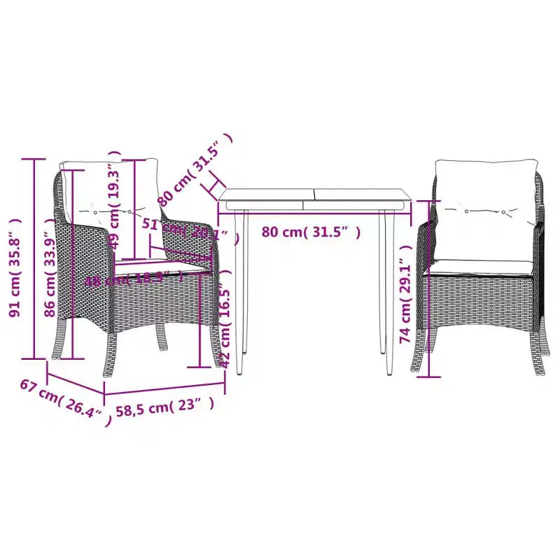 vidaXL 7-teiliges Essgruppe Gartenmöbel-Set mit Kissen Beige Polyrattan