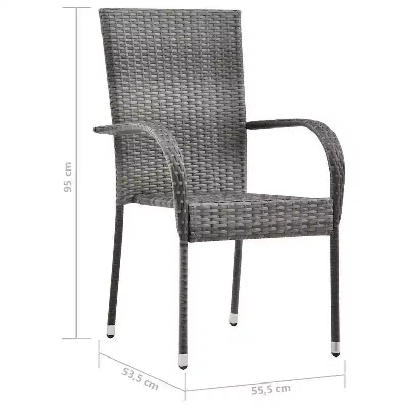 vidaXL Essgruppe Akazie Massivholz, PE Rattan, pulverbeschichteter Stahl
