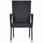 vidaXL Essgruppe Akazie Massivholz, PE Rattan, pulverbeschichteter Stahl