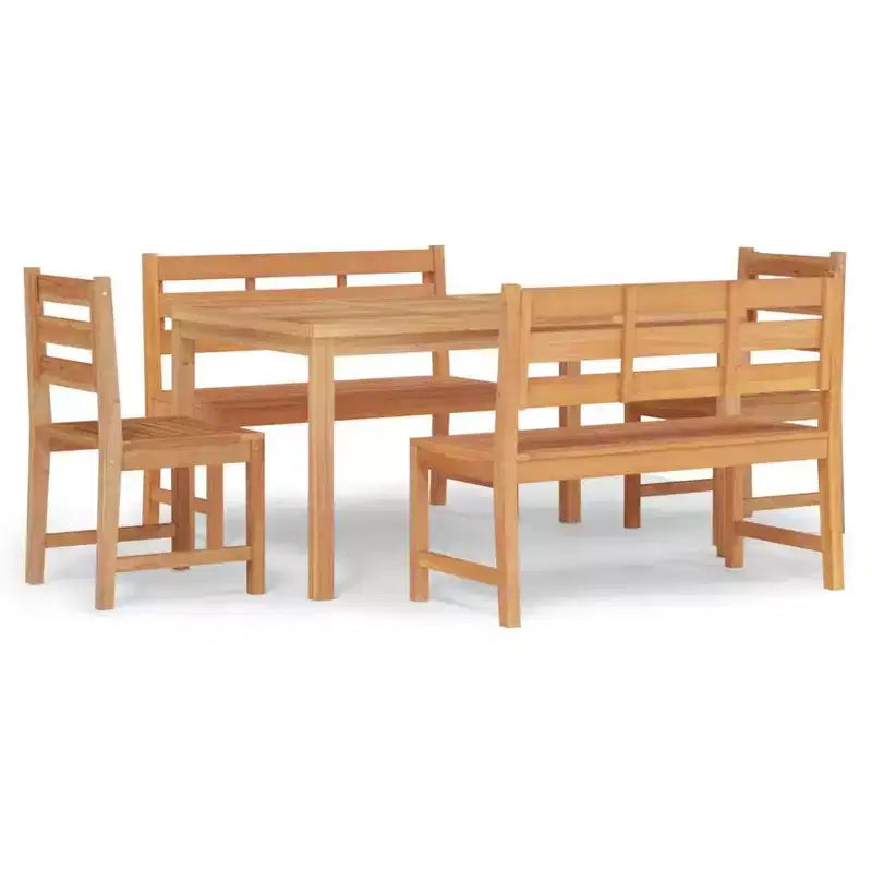 vidaXL Garden Dining Set Natural Wood Fine Sanded Teak Hardwood Standard