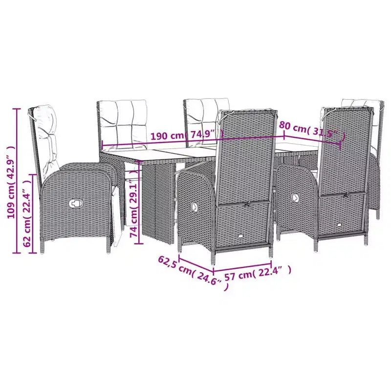 vidaXL Gartensitzgruppe mit Kissen Polyrattan
