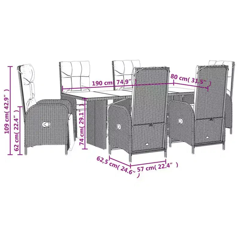 vidaXL Gartensitzgruppe mit Kissen Polyrattan