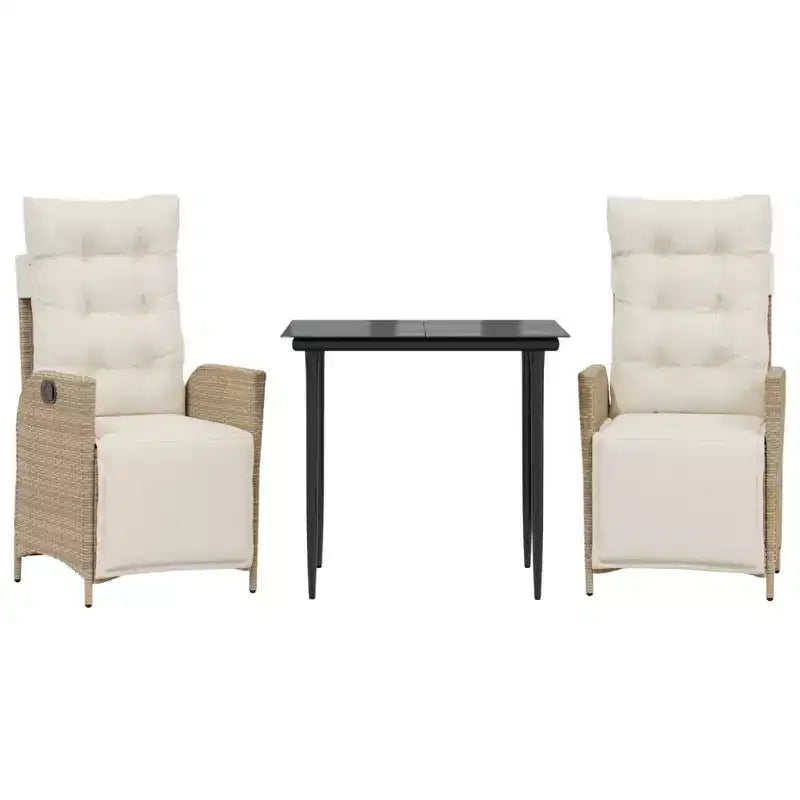 vidaXL Patio Dining Set with Cushions in Poly Rattan