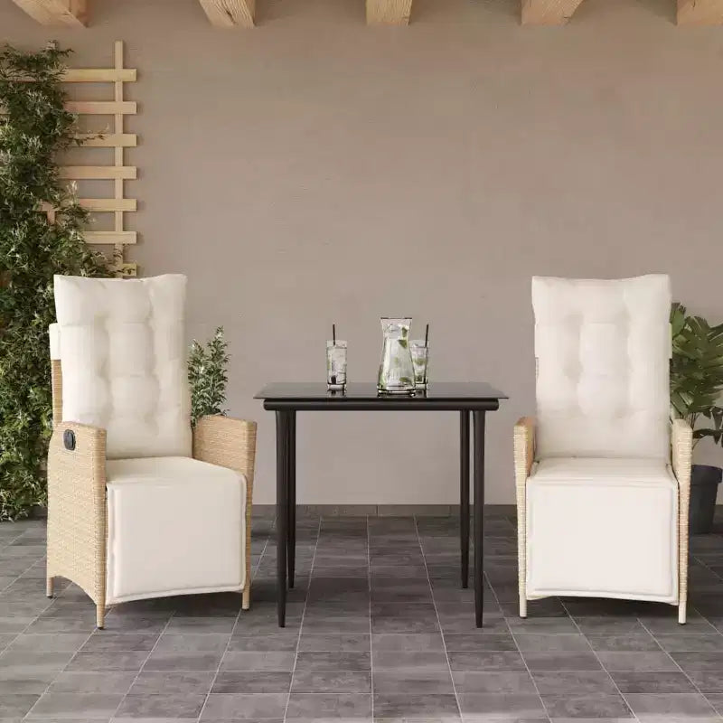 vidaXL Essgruppe mit Kissen aus Polyrattan