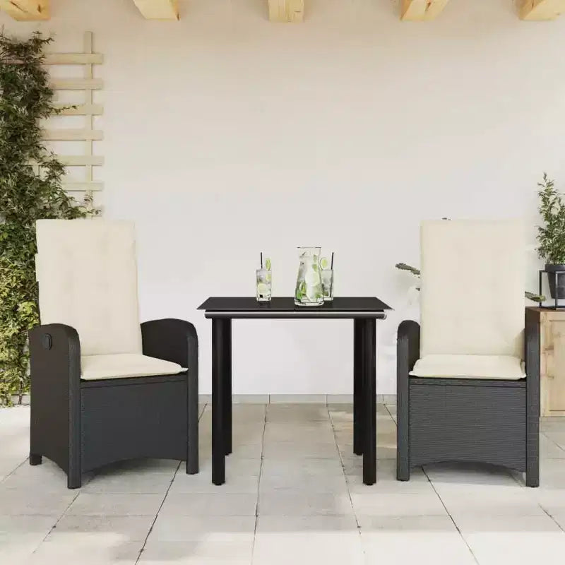 vidaXL Verstellbares Garten-Ess-Set - Polyrattan mit Kissen