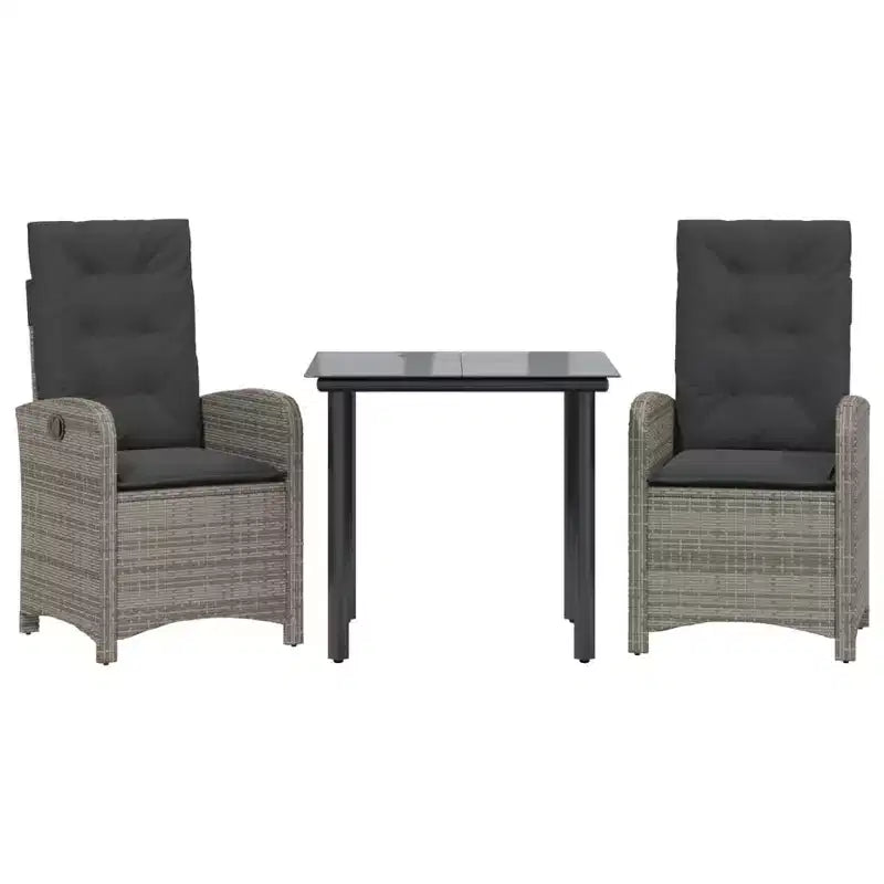 vidaXL Patio Dining Set with Cushions Poly Rattan