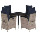 vidaXL Modern Patio Dining Set with Cushions & Tempered Glass