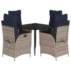 vidaXL Modern Patio Dining Set with Cushions & Tempered Glass