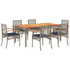 vidaXL Patio Dining Set Set of 6 PE Rattan Large Removable Covers