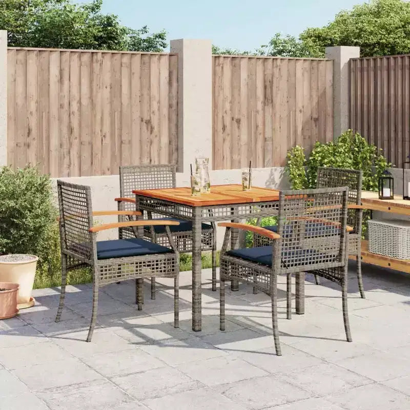 vidaXL Essgruppe für den Außenbereich, 6-teilig, PE Rattan, große abnehmbare Bezüge
