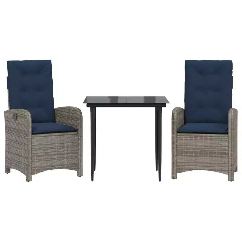 vidaXL Outdoor Dining Set with Cushions and Poly Rattan