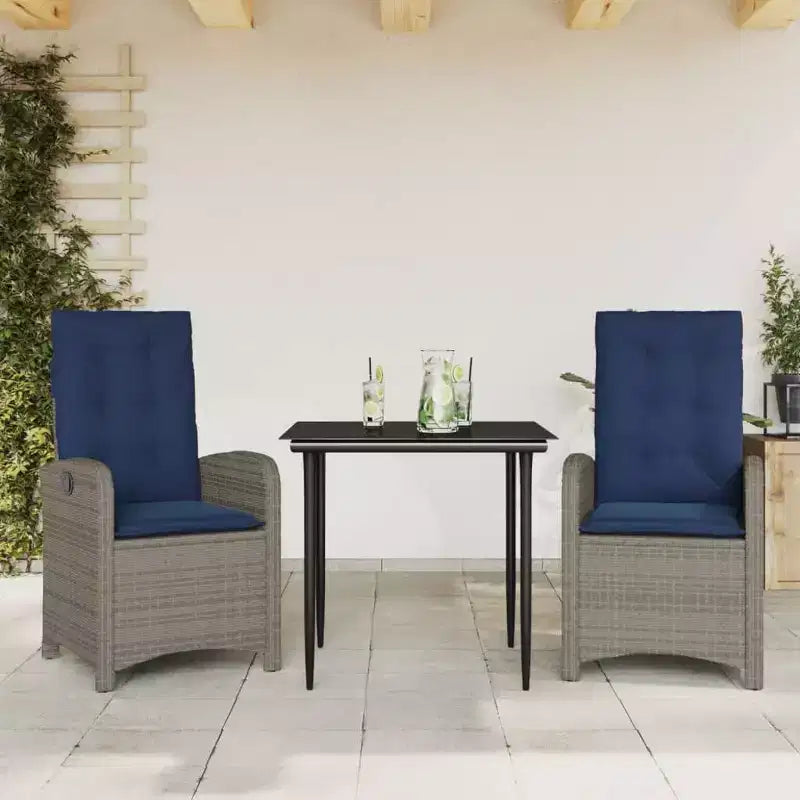 vidaXL Essgruppe für den Außenbereich mit Kissen und Polyrattan