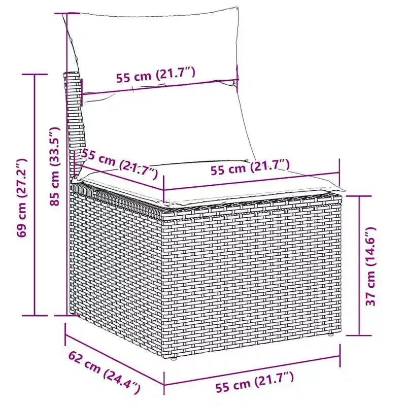 vidaXL Loungesofa-Set mit Kissen – und Polyrattan
