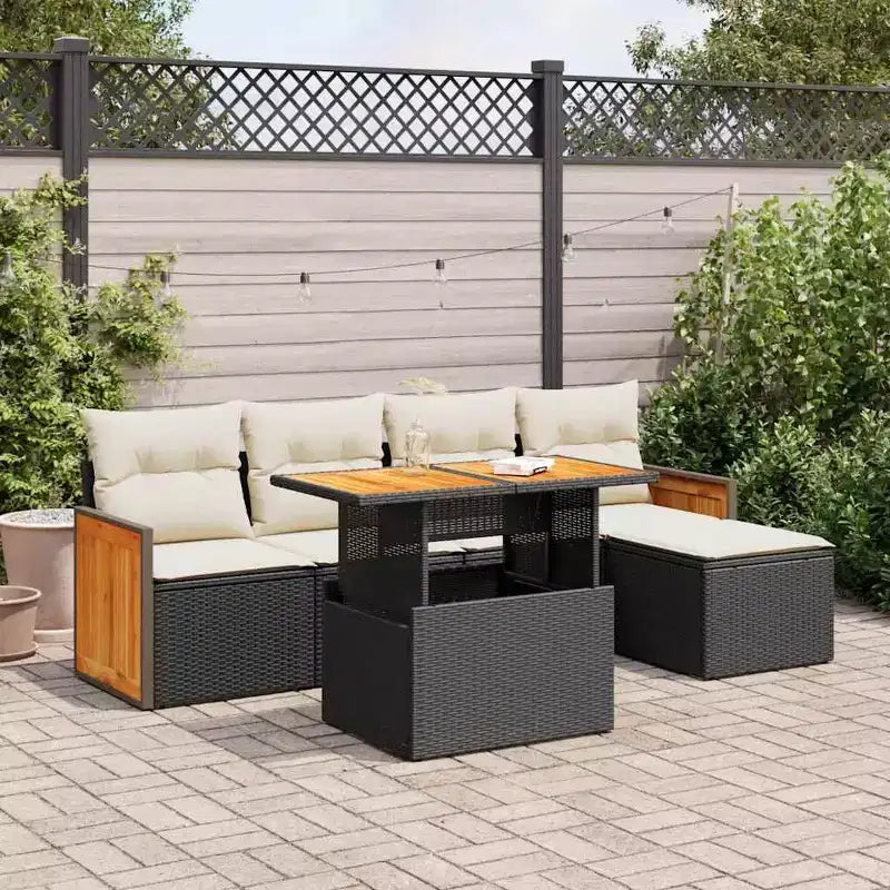 vidaXL Loungesofa-Set mit Kissen – und Polyrattan