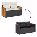 vidaXL Loungesofa-Set mit Kissen – und Polyrattan
