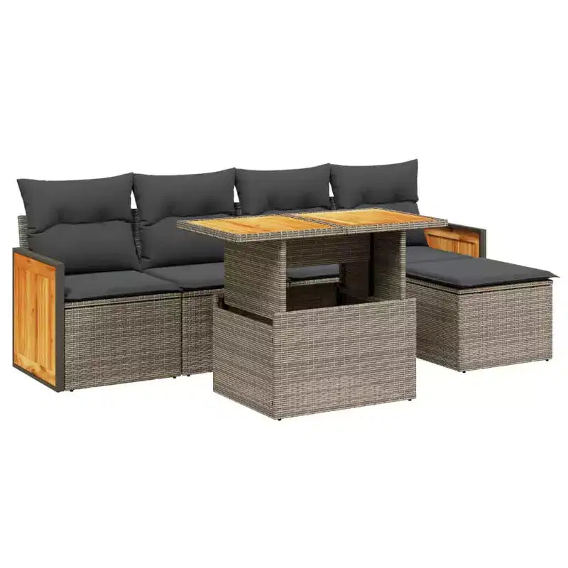 vidaXL Loungesofa-Set mit Kissen – und Polyrattan